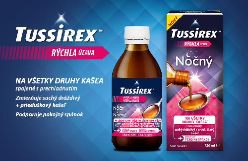 Zbaví testerov dráždivého kašľa? OMEGA PHARMA - TUSSIREX NOČNÝ SIRUP 120 ML v rukách našich testerov